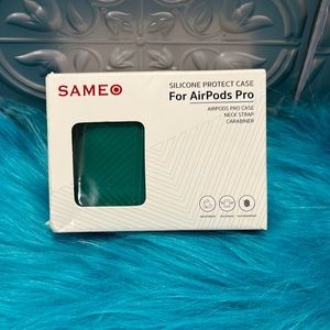 Same Silicone protect case for AirPods Pro case, neck strap, carabiner green New